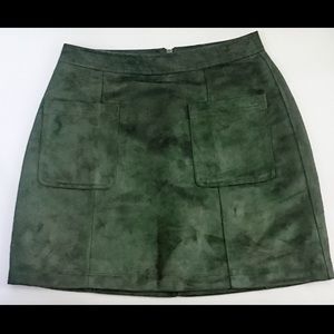 Old Navy Suede Dark Green Mini Skirt with Pockets